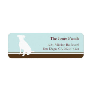 Canine dog pet silhouette blue return or mailing