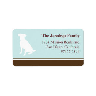 Canine dog pet silhouette blue return or mailing label