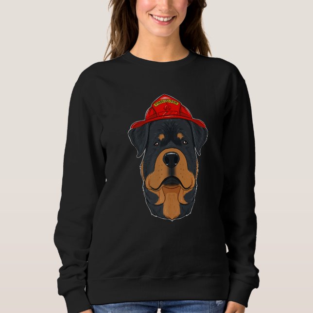 Canine Handler I Fireman Dog I Firefighter Rottwei Sweatshirt (Front)