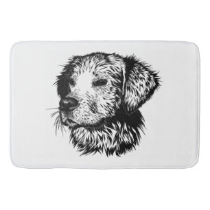 Canine Head Sketch  Bath Mat