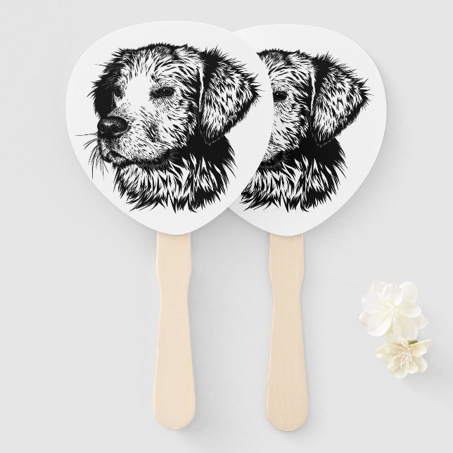 Canine Head Sketch  Hand Fan (Front and Back)