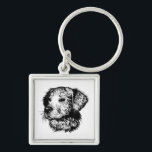 Canine Head Sketch  Key Ring<br><div class="desc">A young dog sketched in black - head portrait</div>