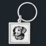 Canine Head Sketch  Key Ring<br><div class="desc">A young dog sketched in black - head portrait</div>