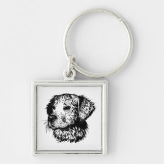 Canine Head Sketch Key Ring