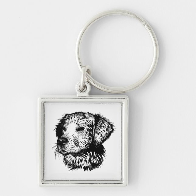 Canine Head Sketch  Key Ring (Front)