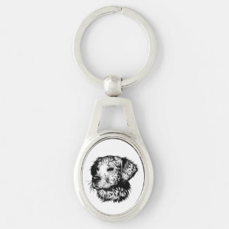 Canine Head Sketch Key Ring