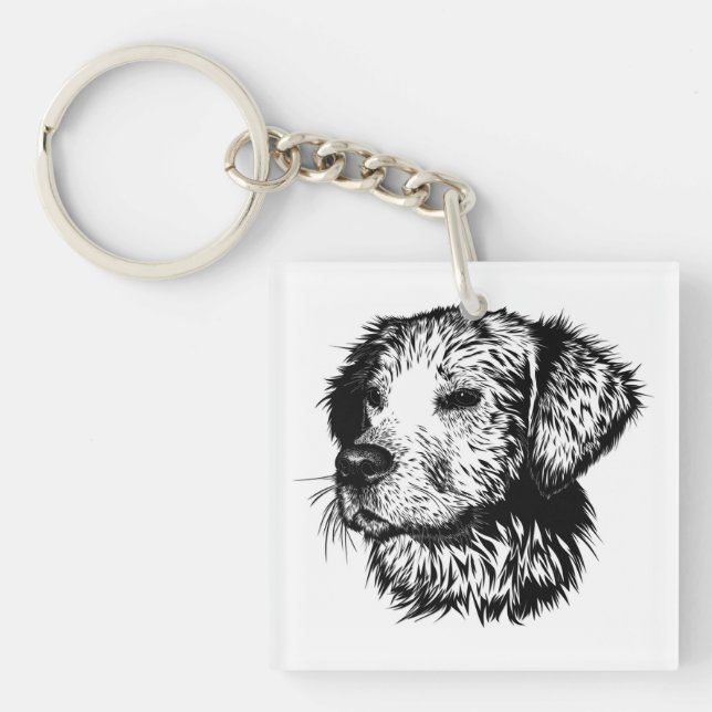 Canine Head Sketch  Key Ring (Front)
