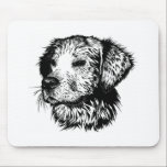 Canine Head Sketch  Mouse Pad<br><div class="desc">A young dog sketched in black - head portrait</div>