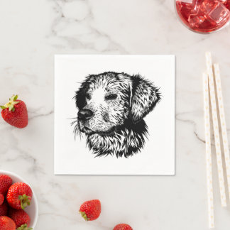 Canine Head Sketch Napkin