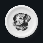 Canine Head Sketch  Paper Plate<br><div class="desc">A young dog sketched in black - head portrait</div>