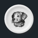 Canine Head Sketch  Paper Plate<br><div class="desc">A young dog sketched in black - head portrait</div>
