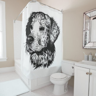 Canine Head Sketch Shower Curtain