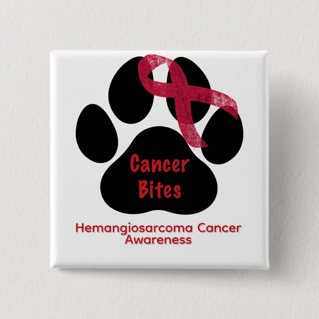 Canine Hemangiosarcoma Awareness Dow Paw Button (Front)