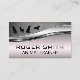 Canine Pack Pink Metallic Grey Leather Business Card