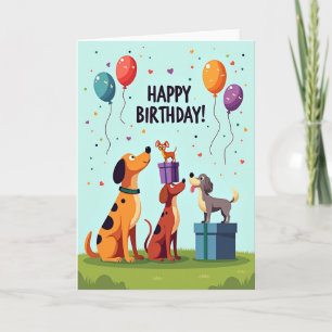 Canine Party Balloons Card