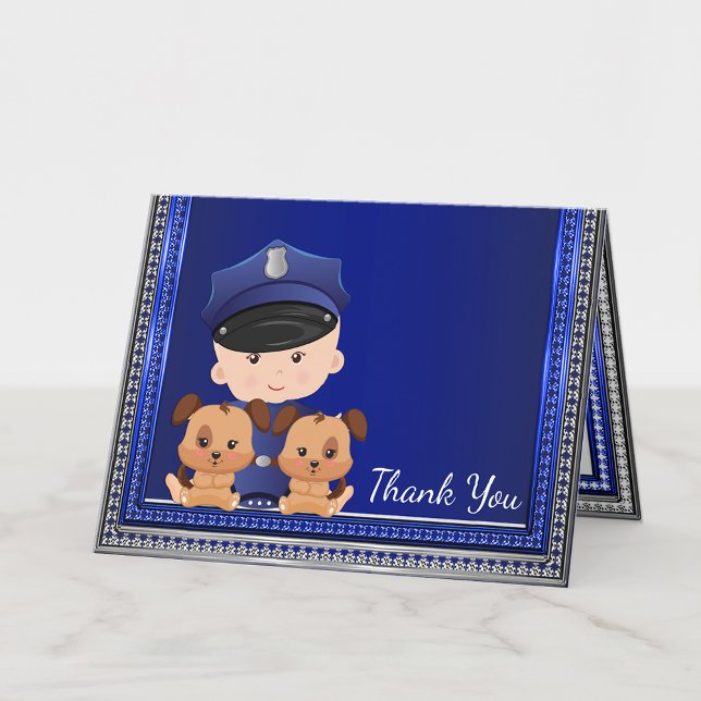 Canine Police Baby Shower Thank You Card (Cute police baby shower thank you card. Add your message or leave blank.)