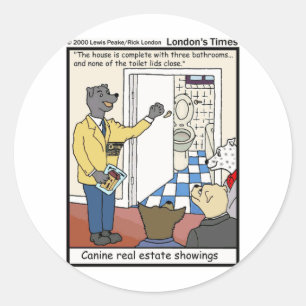 Canine Real Estate Sales Funny Gifts & Tees Classic Round Sticker