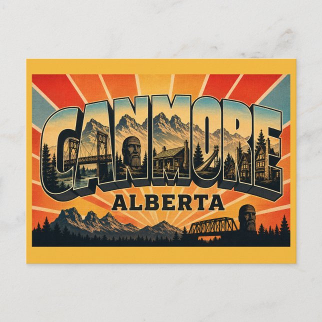 Canmore Alberta Mountain Town Postcard (Front)
