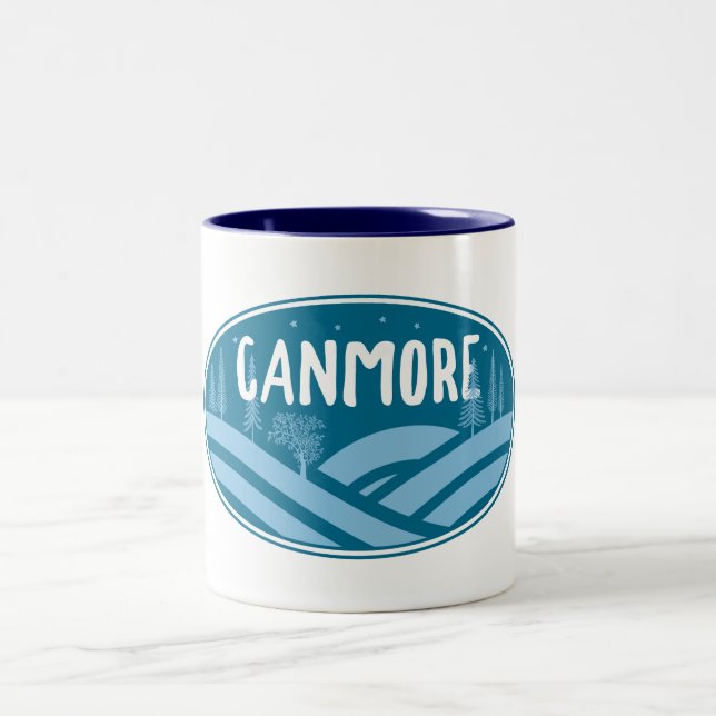 Canmore Alberta Outdoors Two-Tone Coffee Mug (Center)