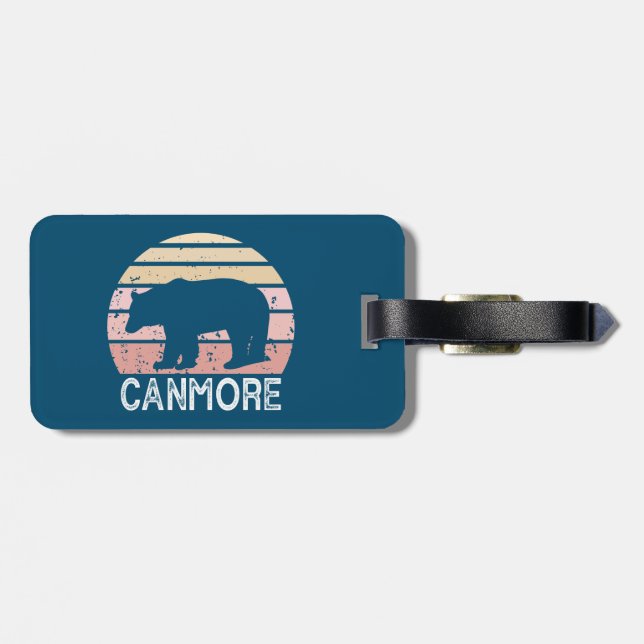 Canmore Alberta Retro Bear Luggage Tag (Back Horizontal)