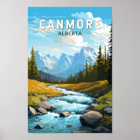 Canmore Canada Travel Art Vintage
