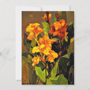 Canna Lilies, floral painting by Franz Bischoff, Card
