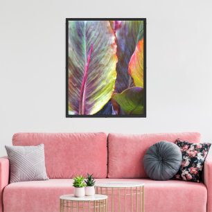 Canna Lily Plant Leaves Floral Photographic Canvas Print