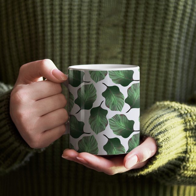 Canna Tropicanna Tropical Leaves, Green Coffee Mug (Canna Tropicana Leaves Pattern Mug)