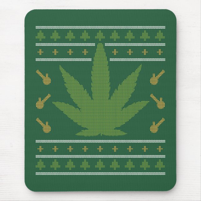 Cannabis Ugly Sweater Mouse Pad (Front)