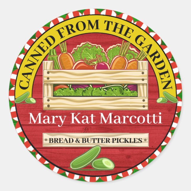 Canned From the Garden Farm Classic Round Sticker (Front)