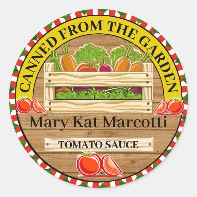 Canned From the Garden Farm Classic Round Sticker (Front)