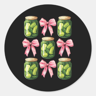 Canned Pickle Coquette Bows Cute Jar Girl Women Ae Classic Round Sticker