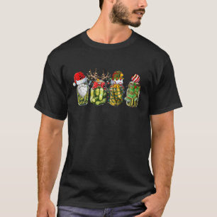 Canned Pickles Christmas Pickle Jars Santa Hat Xma T-Shirt