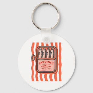 Canned Sardine Summer Fish Retro Graphic For Men W Key Ring