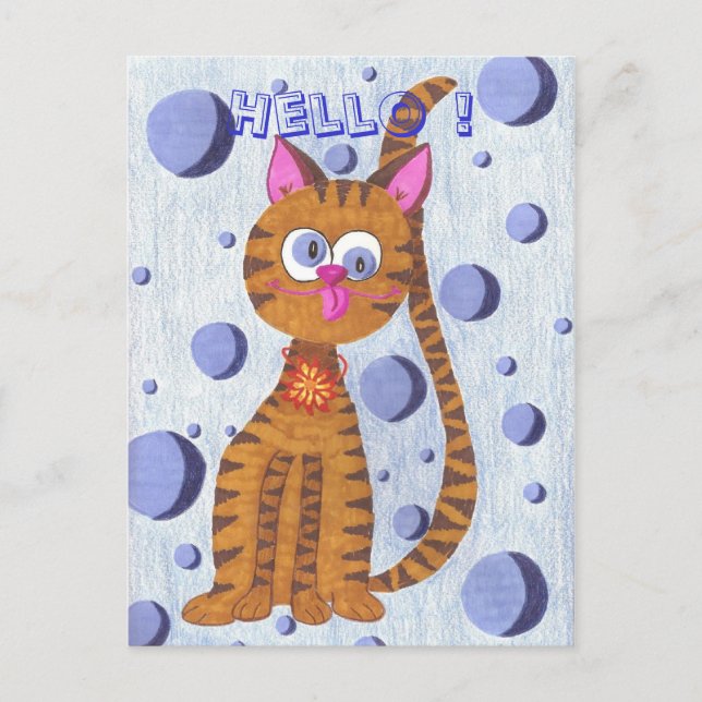Cannelle the cat "Hello !" postcard (Front)
