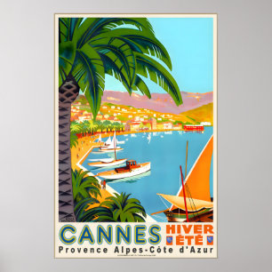 Cannes Alpes Cote D'Azur France Travel Poster
