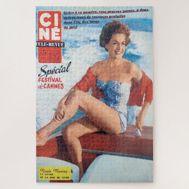 Cannes Beach Babe, 60's style. Jigsaw Puzzle (Vertical)