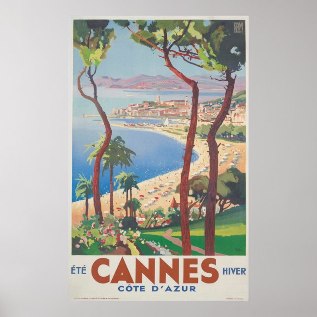 Cannes Beach - Cote d'Azur, Ete Hiver Poster (Front)
