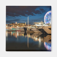 Cannes city at night port view