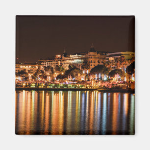Cannes city centre Carlton Hotel at night Magnet