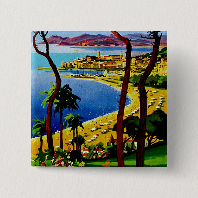 Cannes ~ Cote d'Azur 15 Cm Square Badge (Front)