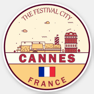 Cannes France City Skyline Emblem