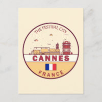 Cannes France City Skyline Emblem