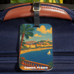 Cannes France French Riviera Vintage Luggage Tag