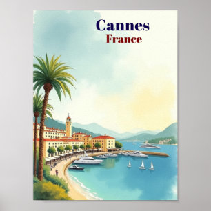 Cannes France Vintage Famous Travel Place Poster