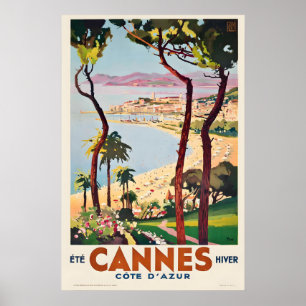 Cannes France Vintage Travel Poster Print