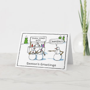 Cannibal Snowmen Funny Greeting Card