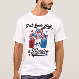 Canning 4Th Of July Flag America Balls Flower Jar T-Shirt