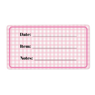 Canning and Food Storage Labels in Pink Gingham