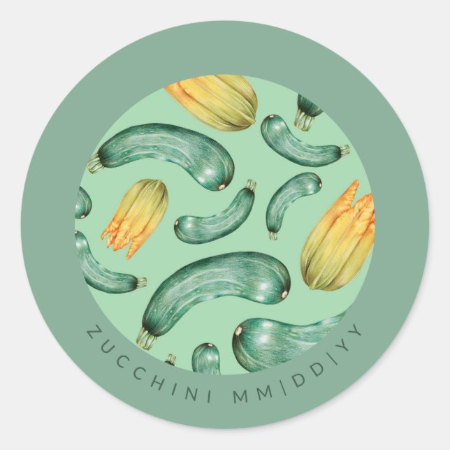 Canning | Date | Zucchini Classic Round Sticker (Front)